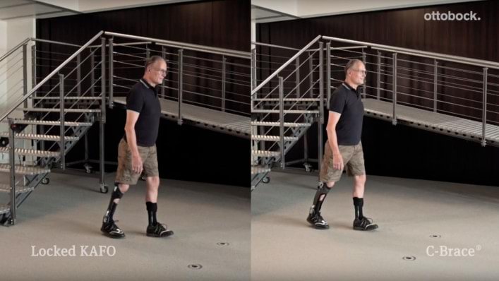 Gait Cycle C-Brace compared to a locked KAFO
